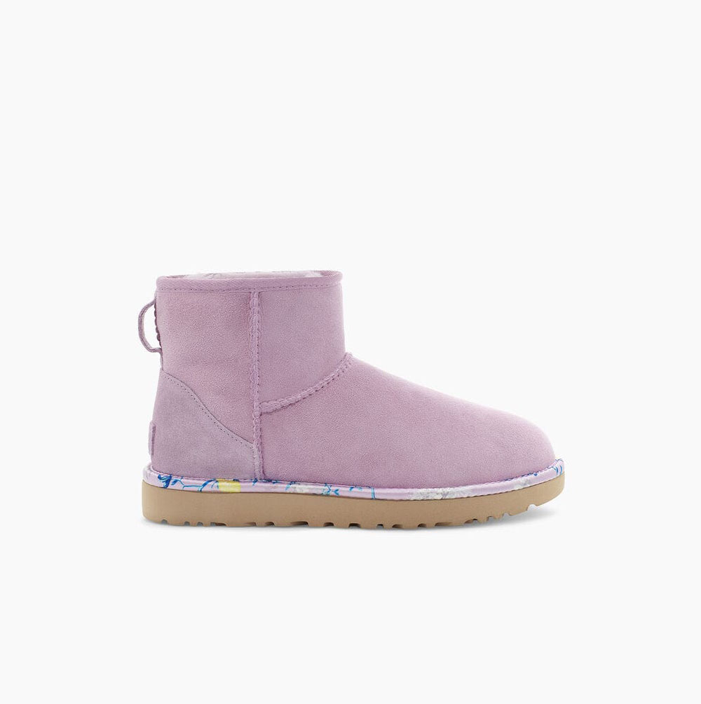 UGG Classic Mini Floral - Boots Dame - Lyse Rosa (NO-Z966)